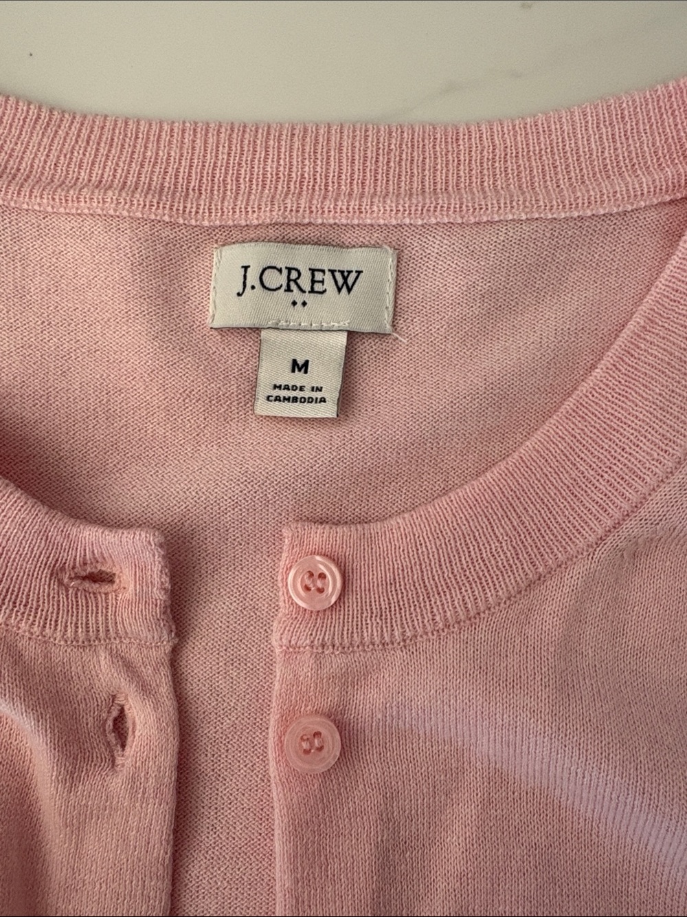 J. Crew Light Pink Button-Up Crewneck Cardigan - Picture 3 of 4